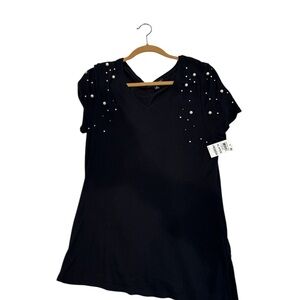 INC International Concepts XL Black Pearl-Embellished Women's Top host pick